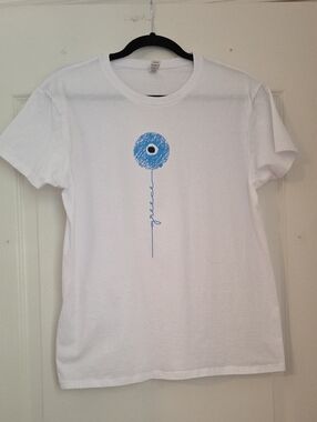 White Short Sleeve Tee with Blue GREECE Graphic